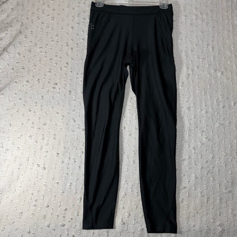 NIKE WOMENS SMALL BLACK DRY FIT‎ LEGGINGS RUNNING POCKETS SKINNY YOGA LOUNGE
